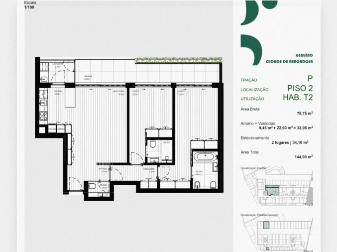 Apartamento T2 para Venda em Rebordosa Planta 1