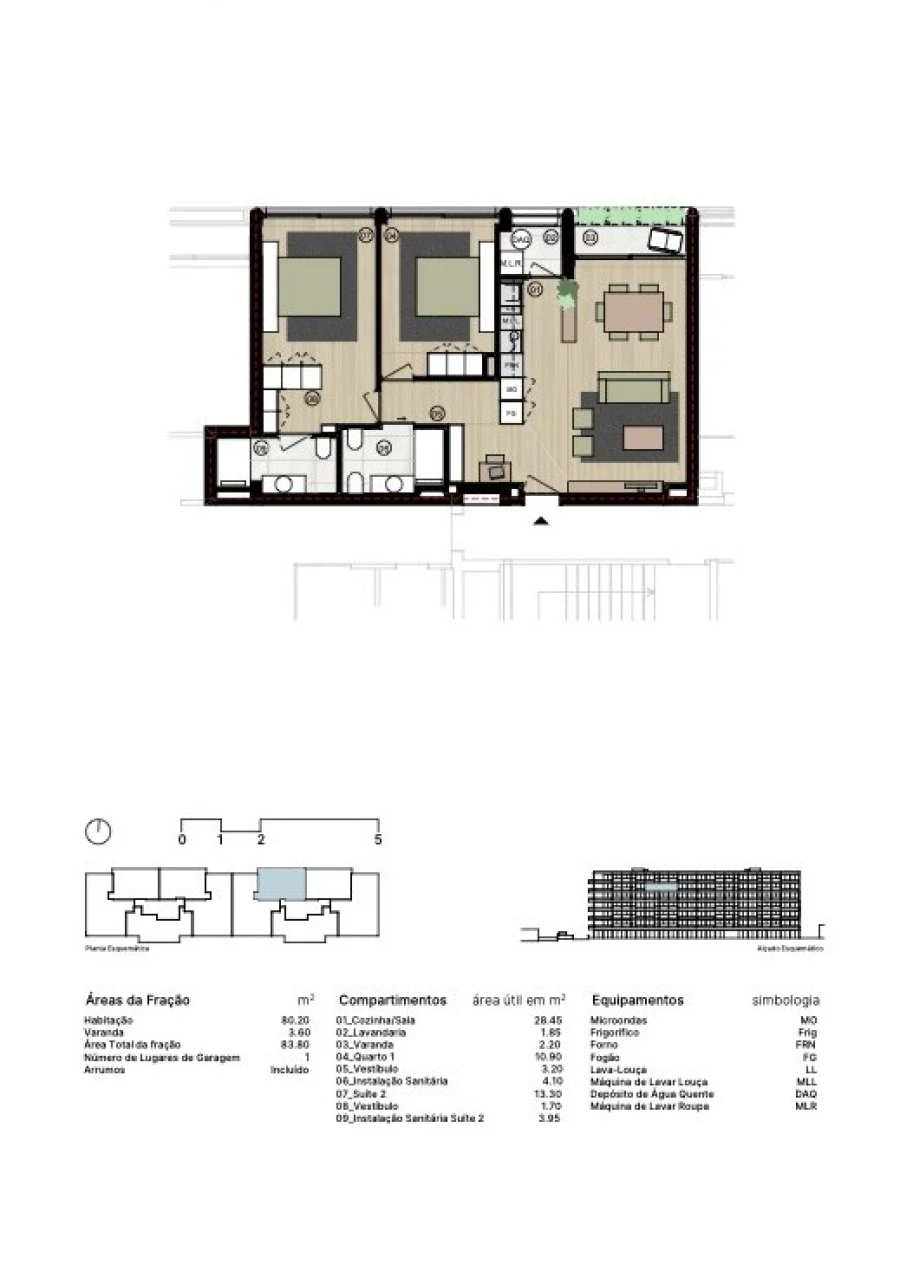 Apartamento T2 para Venda em Matosinhos e Leça da Palmeira Planta 1