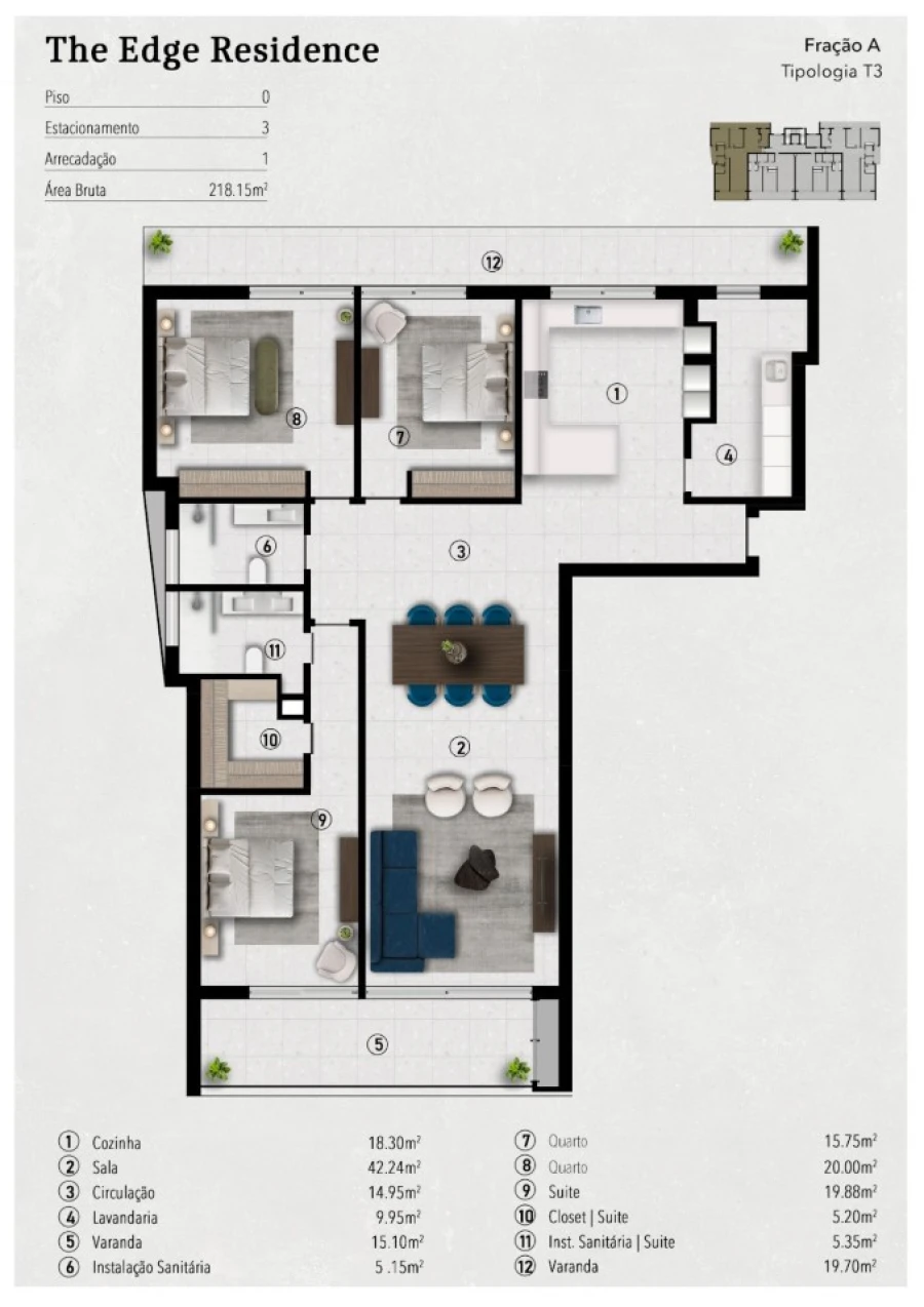 Apartamento T3 para Venda em Funchal (São Pedro) Planta 1