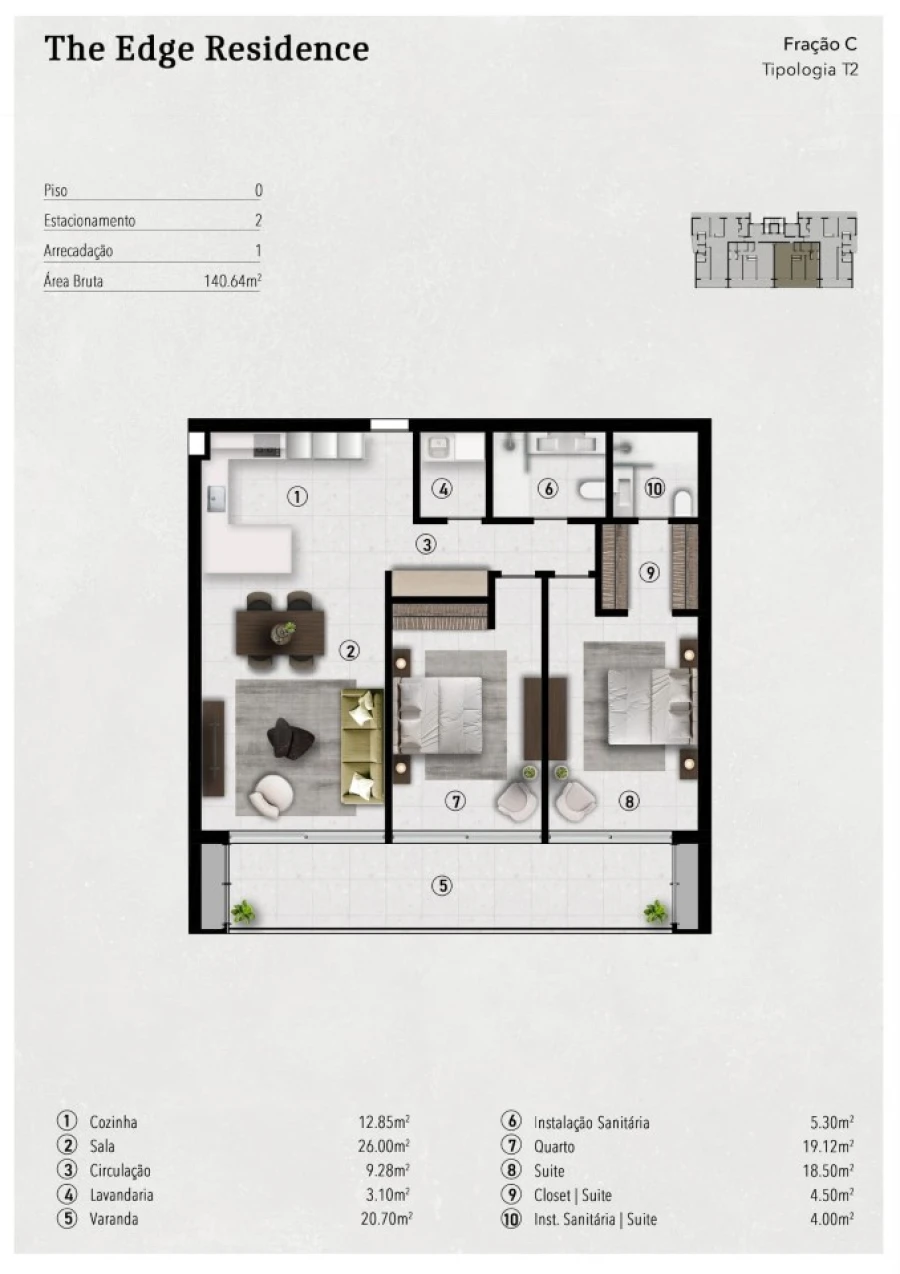 Apartamento T2 para Venda em Funchal (São Pedro) Planta 1