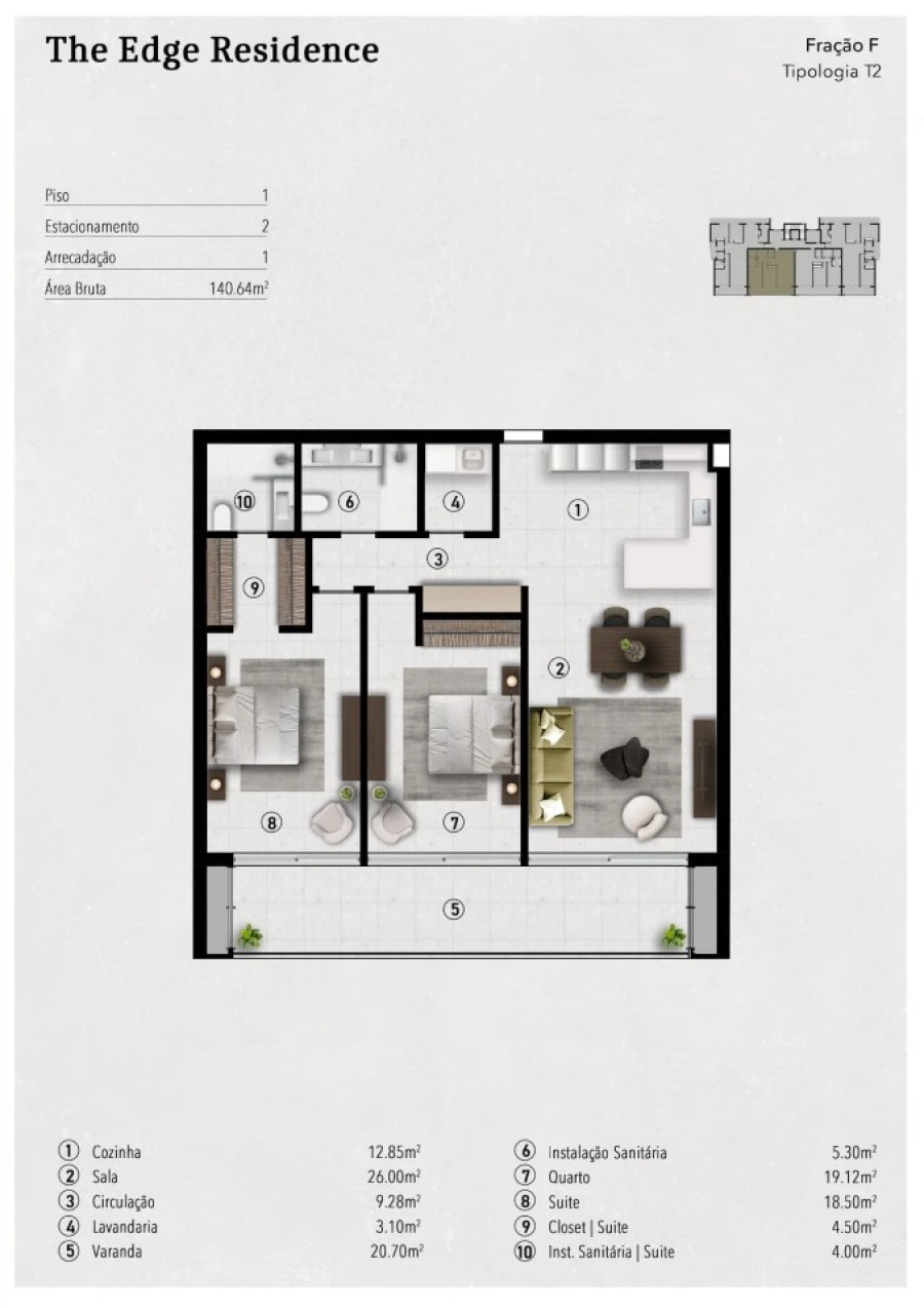 Apartamento T2 para Venda em Funchal (São Pedro) Planta 1