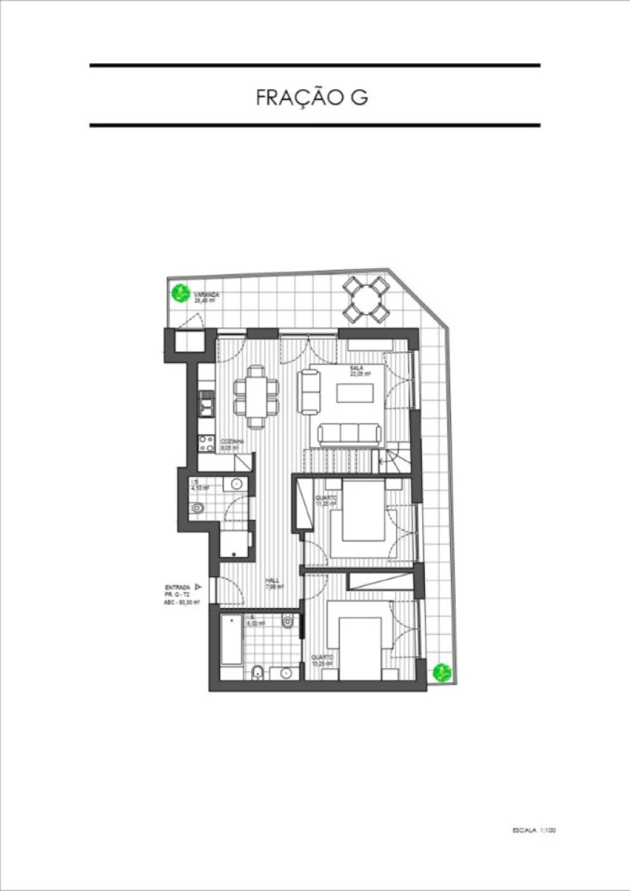 Apartamento T2 para Venda em Nazare Planta 1