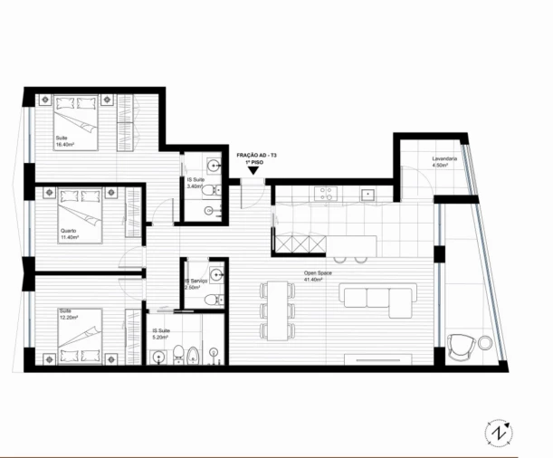 Apartamento T3 para Venda em Vila do Conde Planta 1