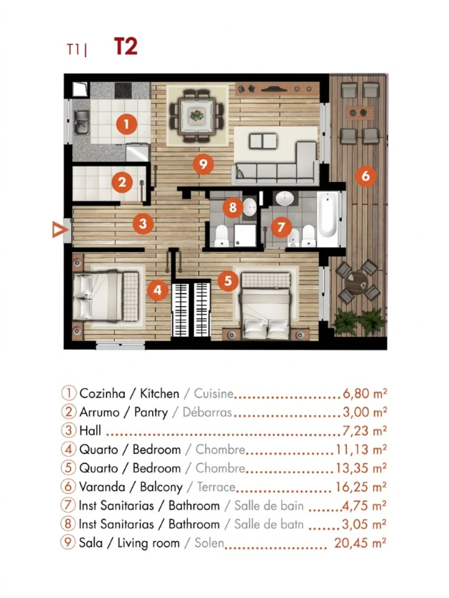 Apartamento T2 para Venda em Albufeira e Olhos de Água Planta 1