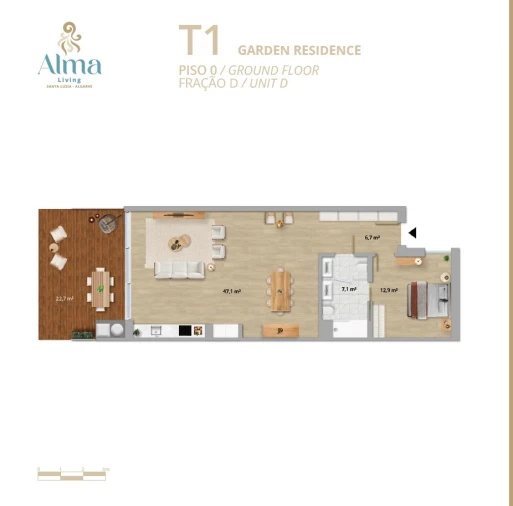 Apartamento T1 para Venda em Santa Luzia Planta 1