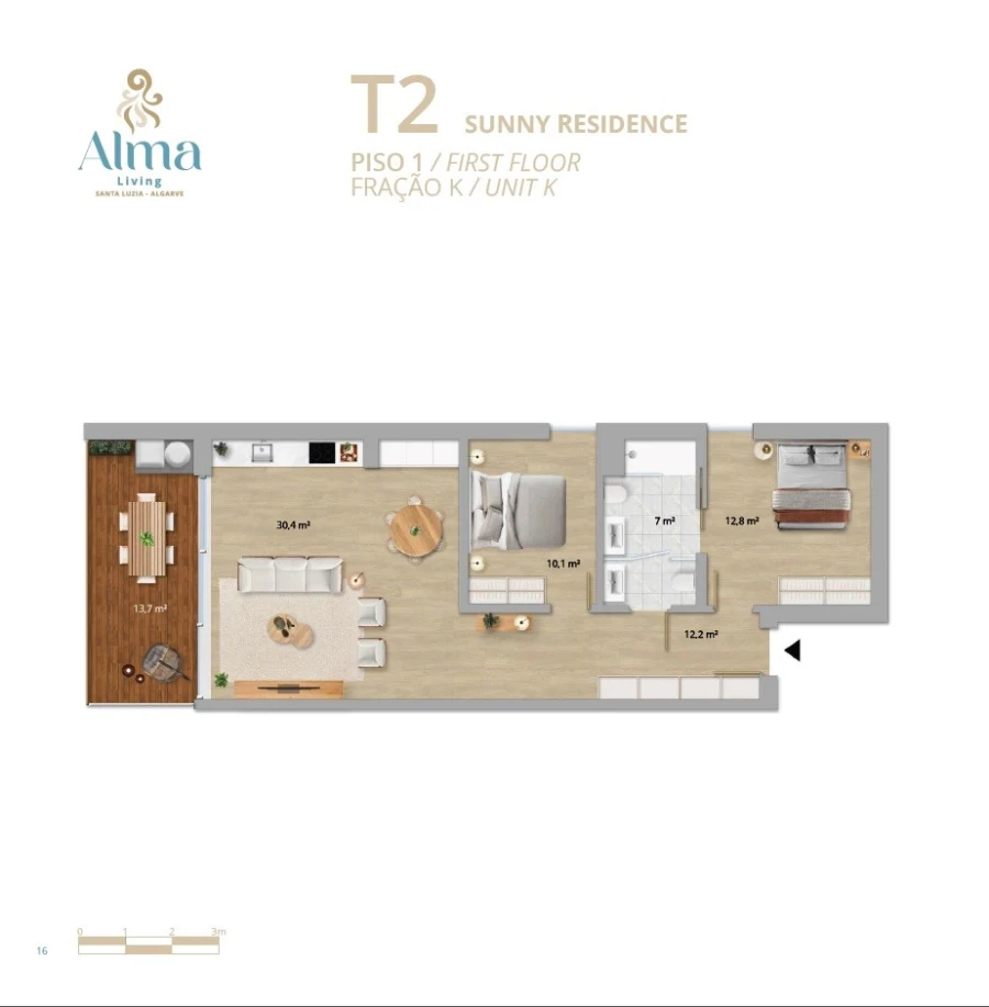 Apartamento T2 para Venda em Santa Luzia Planta 1