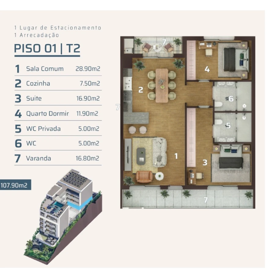 Apartamento T2 para Venda em Camara de Lobos Planta 1