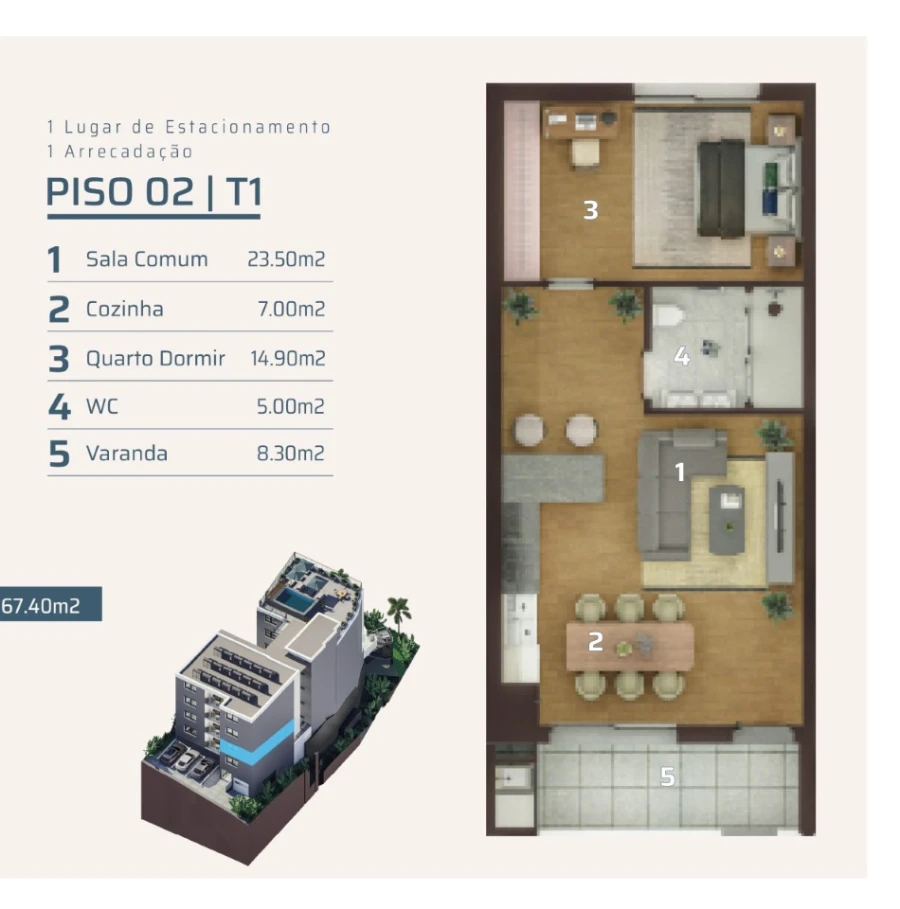 Apartamento T1 para Venda em Camara de Lobos Planta 1