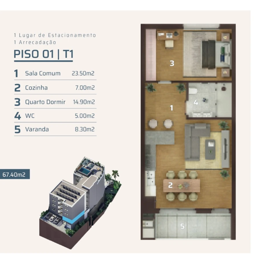Apartamento T1 para Venda em Camara de Lobos Planta 1