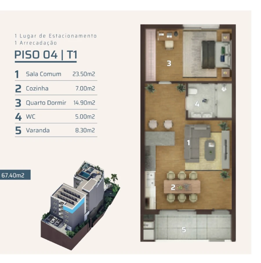 Apartamento T1 para Venda em Camara de Lobos Planta 1