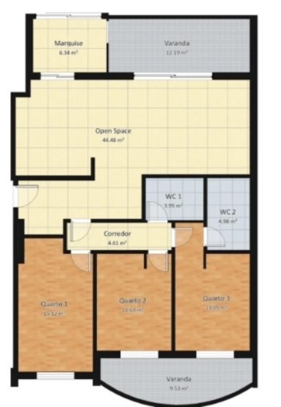 Apartamento T3 para Venda em Tavarede Planta 1