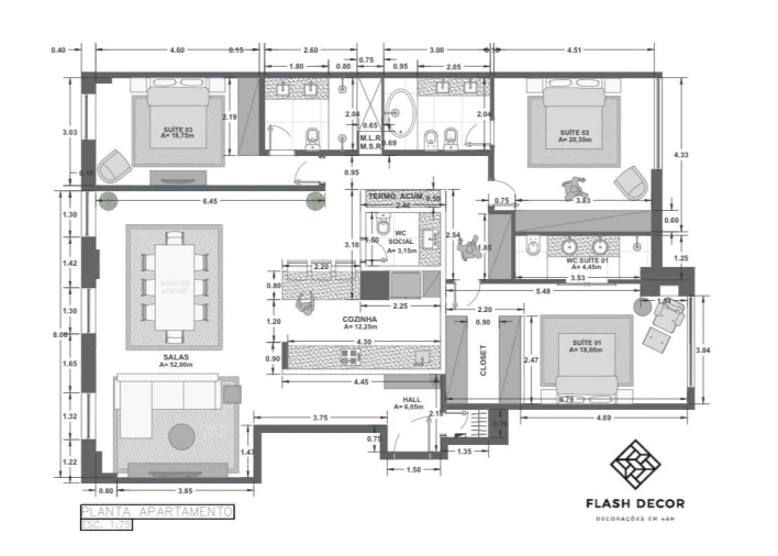 Apartamento T3 para Venda em Santo António Planta 1