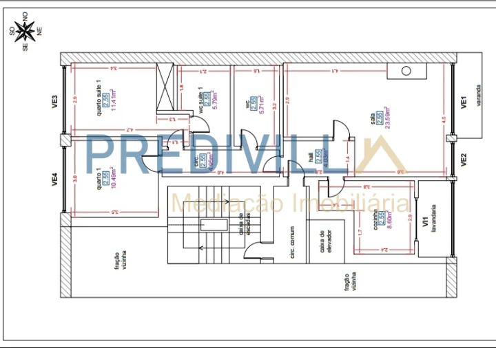 Apartamento T2 para Venda em Vila do Conde Planta 1