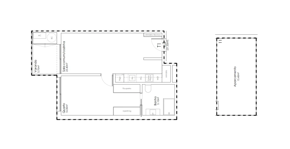Apartamento T1 para Venda em São João da Madeira Planta 1