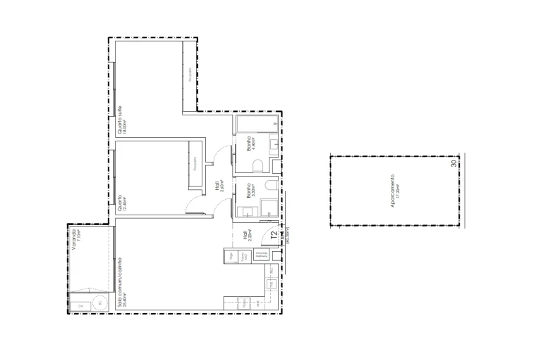 Apartamento T2 para Venda em São João da Madeira Planta 1