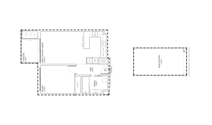 Apartamento T1 para Venda em São João da Madeira Planta 1