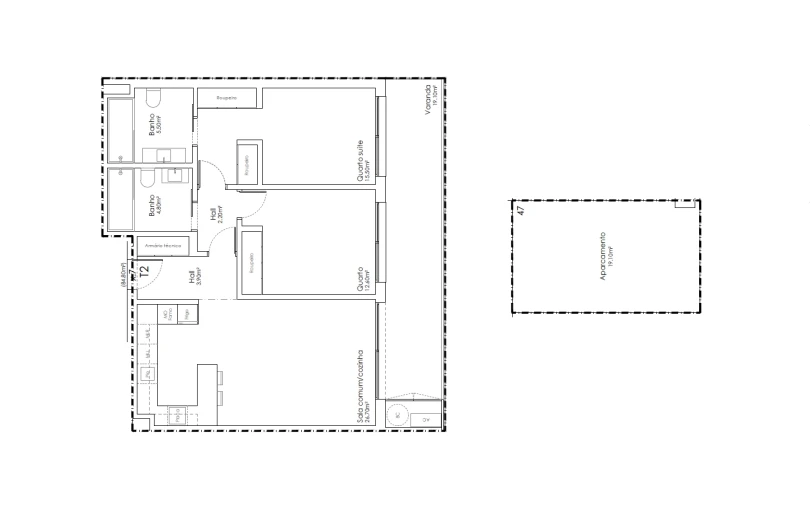 Apartamento T2 para Venda em São João da Madeira Planta 1