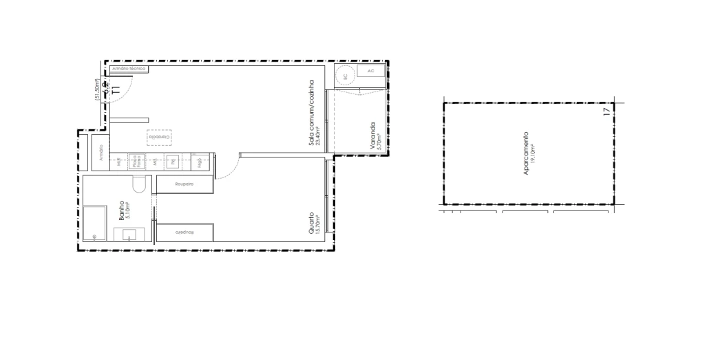 Apartamento T1 para Venda em São João da Madeira Planta 1
