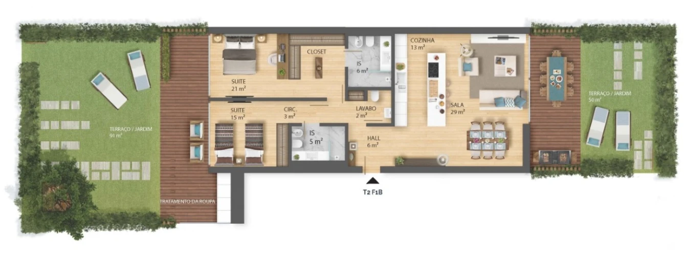 Apartamento T2 para Arrendamento em Cascais e Estoril Planta 1