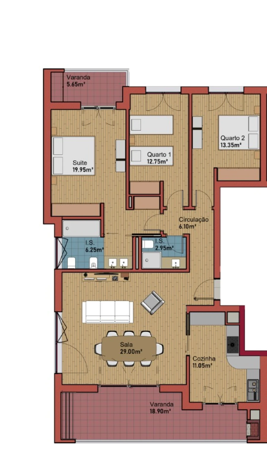 Apartamento T3 para Venda em Montijo e Afonsoeiro Planta 1