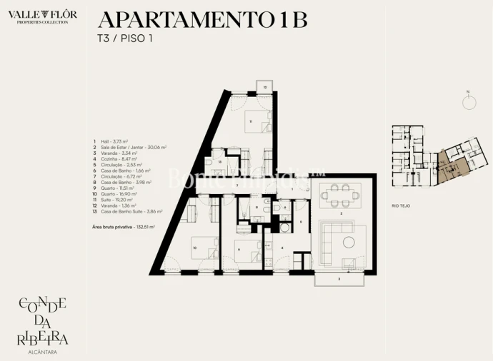 Apartamento T3 para Venda em Alcantara Planta 1