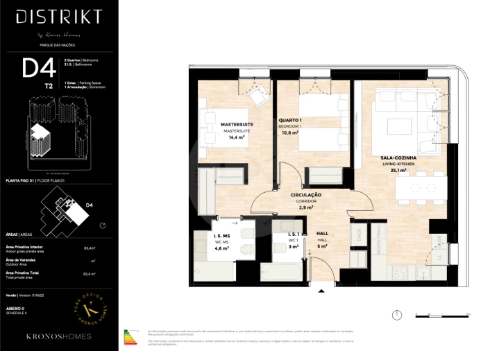 Apartamento T2 para Venda em Parque das Nações Planta 1