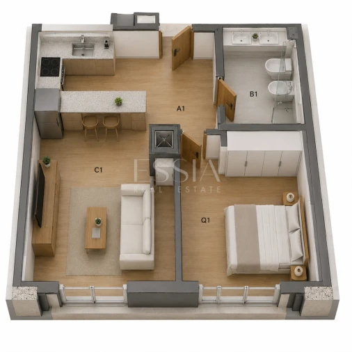 Apartamento T1 para Venda em Paranhos Planta 2