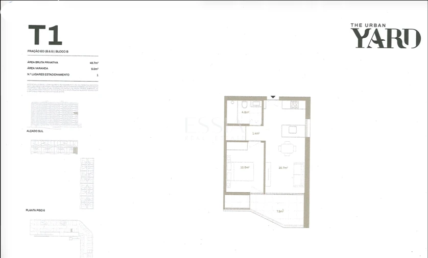 Apartamento T1 para Venda em Santa Marinha e São Pedro da Afurada Planta 1