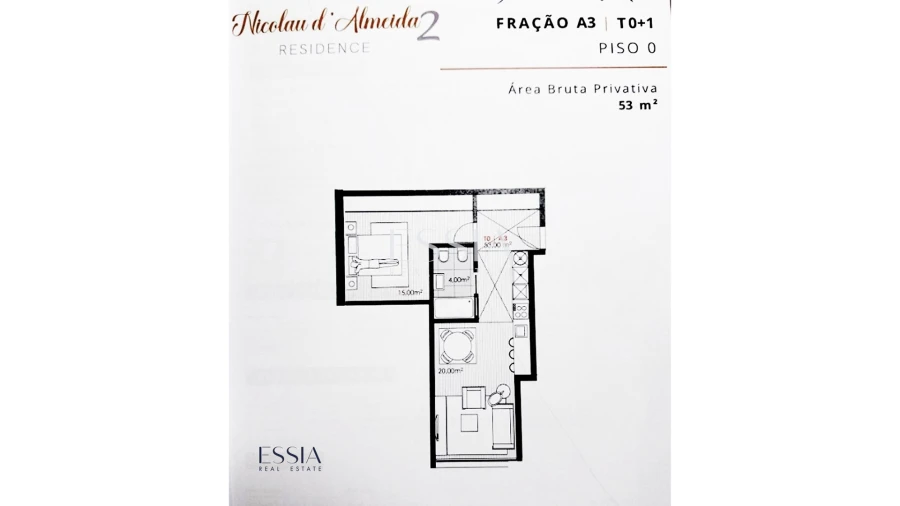 Apartamento T0 para Venda em Mafamude e Vilar do Paraíso Planta 1
