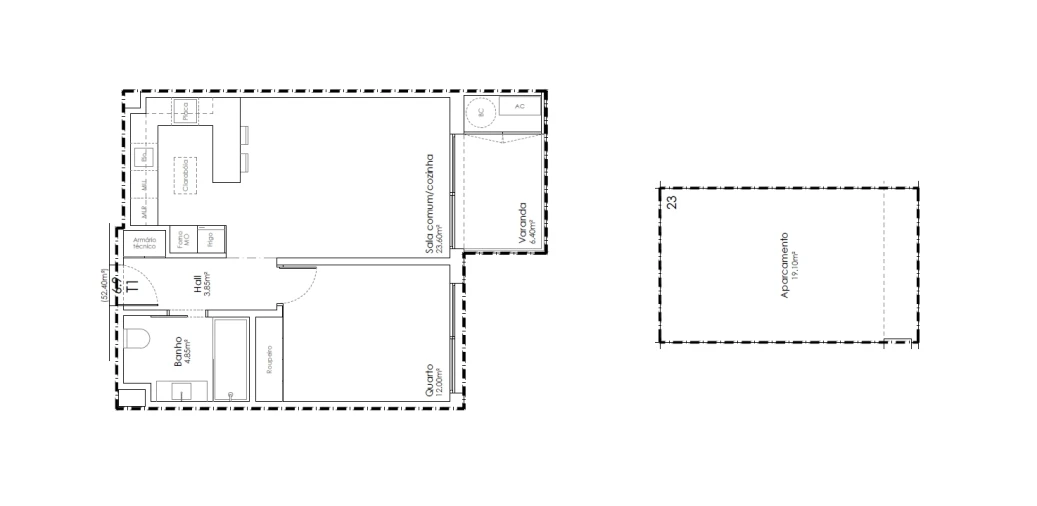 Apartamento T1 para Venda em São João da Madeira Planta 1
