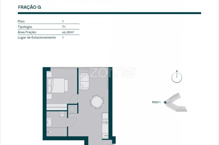 Apartamento T1 para Venda em Paranhos Planta 1