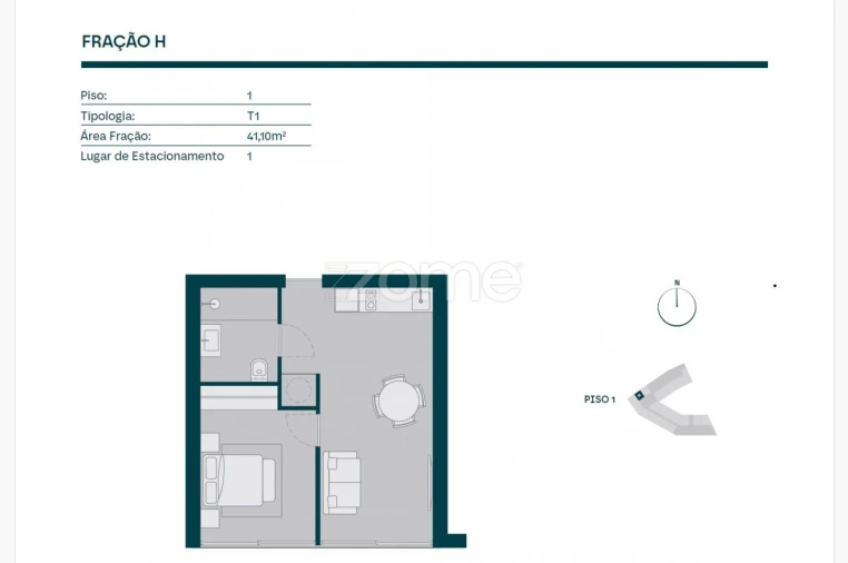 Apartamento T1 para Venda em Paranhos Planta 1