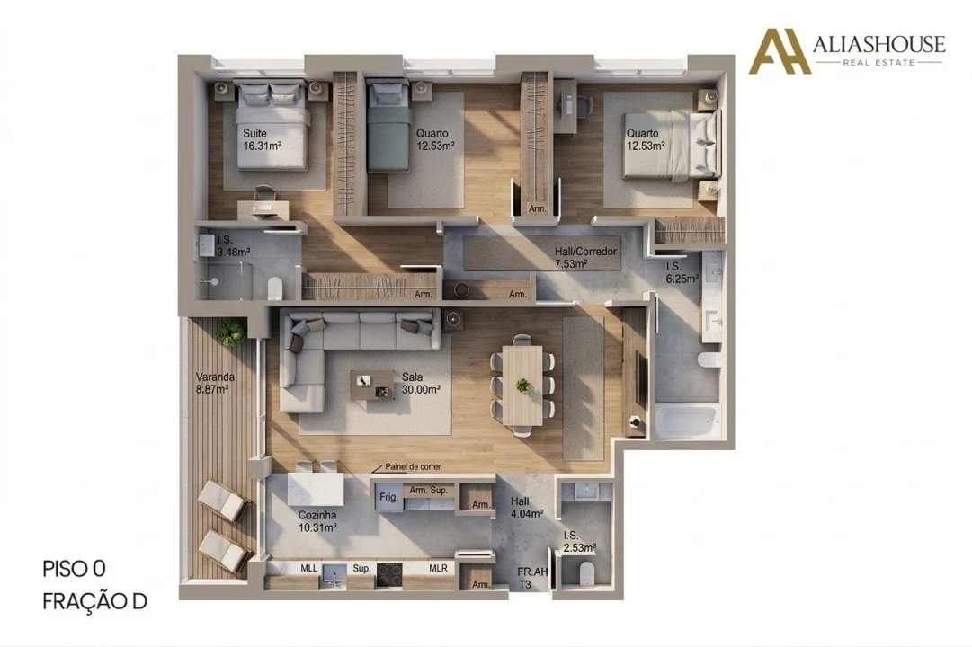 Apartamento T3 para Venda em Leiria, Pousos, Barreira e Cortes Planta 2