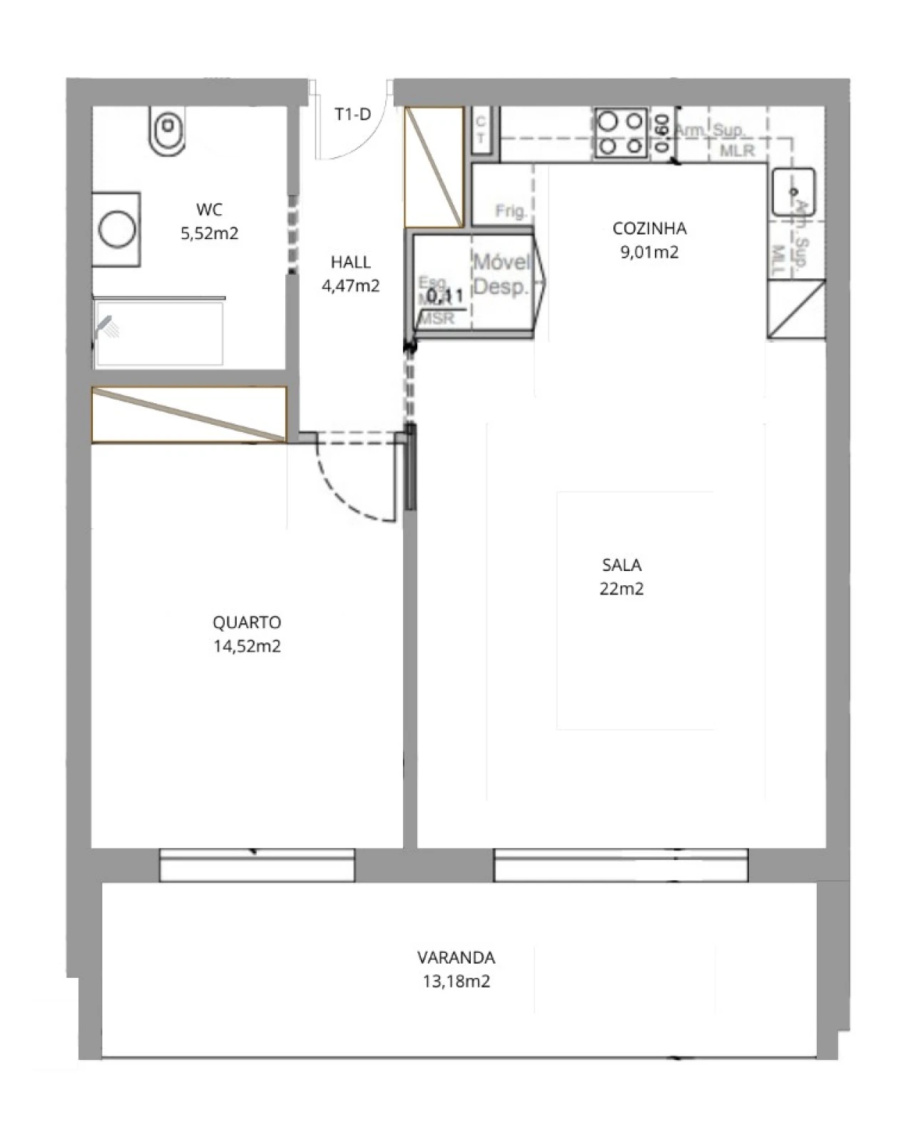 Apartamento T1 para Venda em Leiria, Pousos, Barreira e Cortes Planta 2