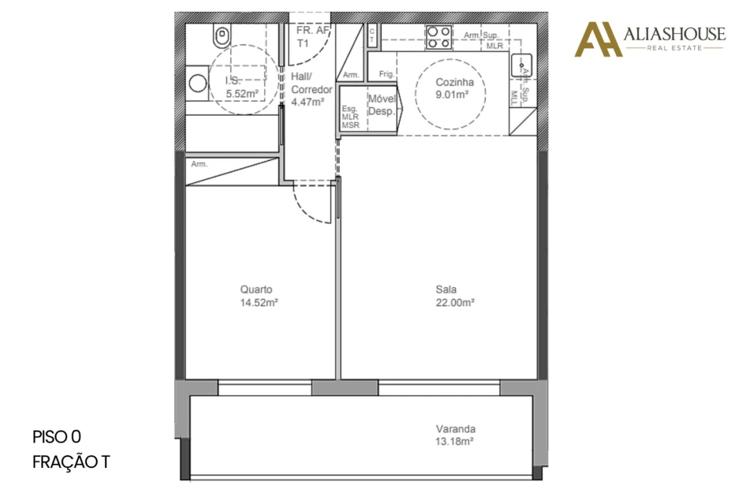 Apartamento T1 para Venda em Leiria, Pousos, Barreira e Cortes Planta 2