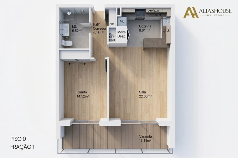 Apartamento T1 para Venda em Leiria, Pousos, Barreira e Cortes Planta 1