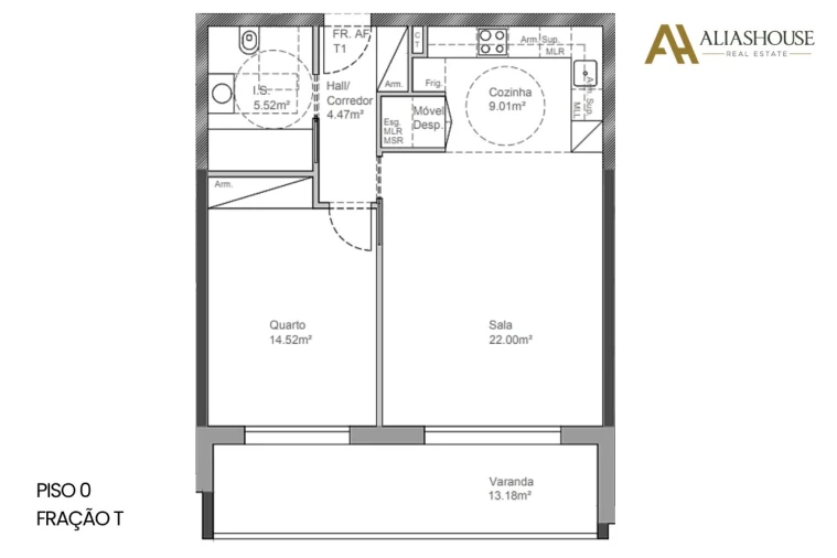 Apartamento T1 para Venda em Leiria, Pousos, Barreira e Cortes Planta 2