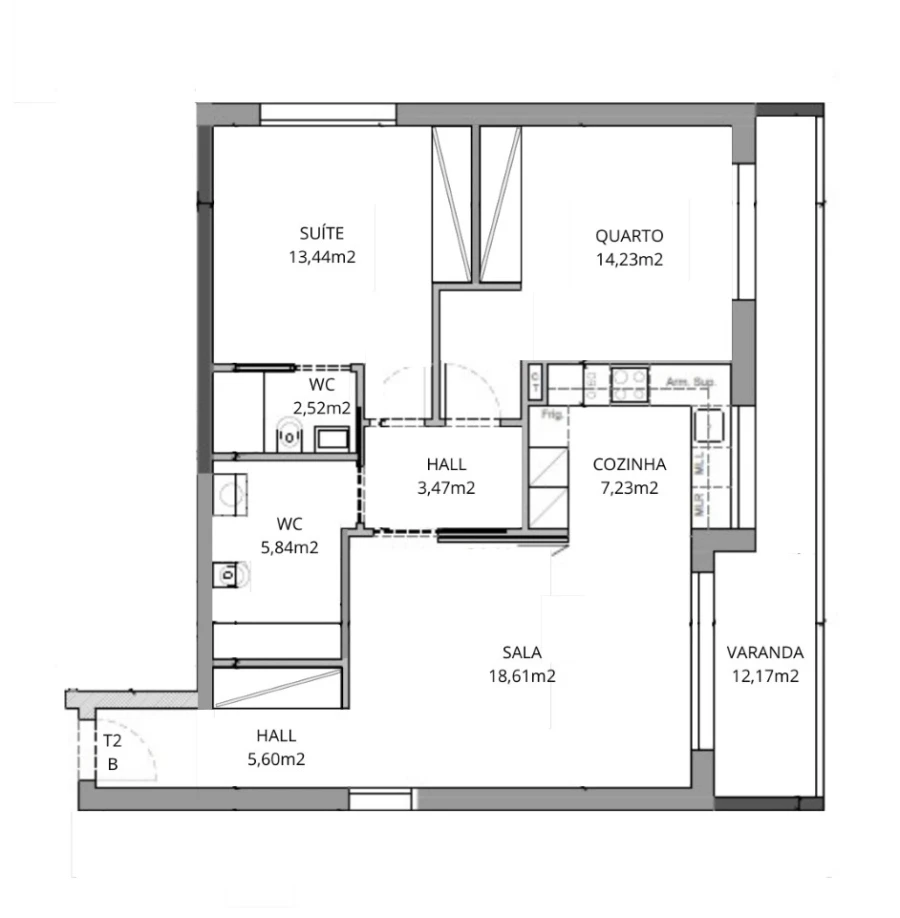 Apartamento T2 para Venda em Leiria, Pousos, Barreira e Cortes Planta 1