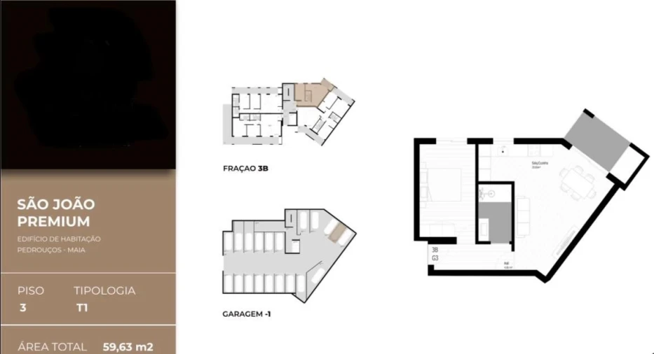 Apartamento T1 para Venda em Pedrouços Planta 1