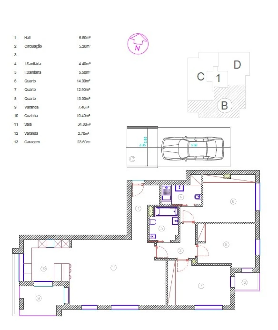 Apartamento T3 para Venda em Marinha Grande Planta 1