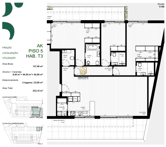 Apartamento T3 para Venda em Rebordosa Planta 1