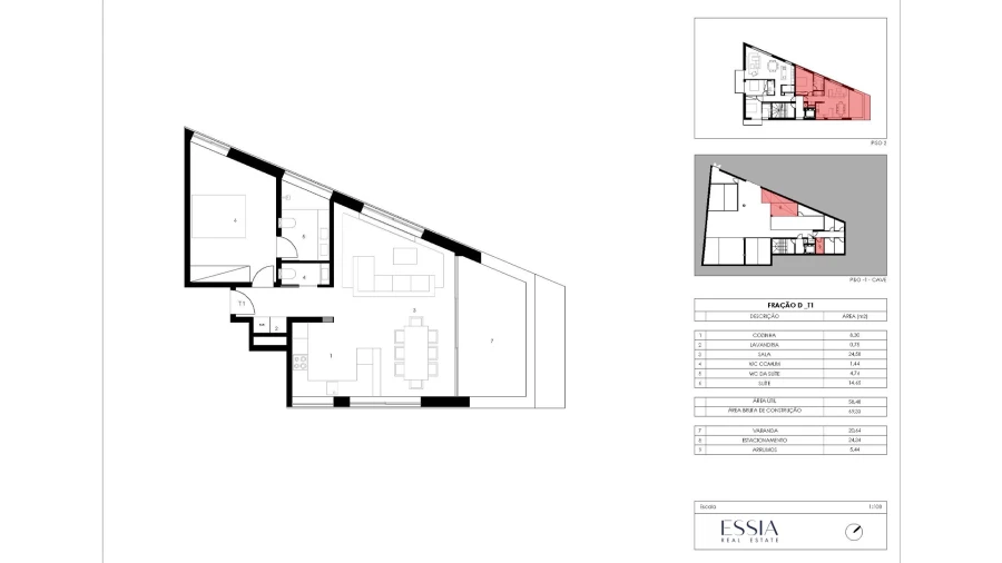 Apartamento T1 para Venda em Gondomar (São Cosme), Valbom e Jovim Planta 1