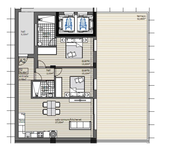 Apartamento T2 para Venda em Paranhos Planta 1