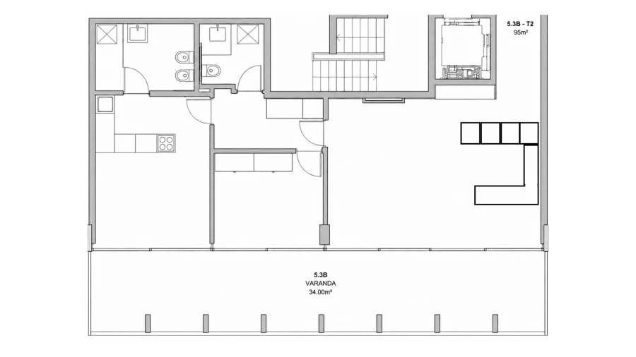Apartamento T2 para Arrendamento em Glória e Vera Cruz Planta 1