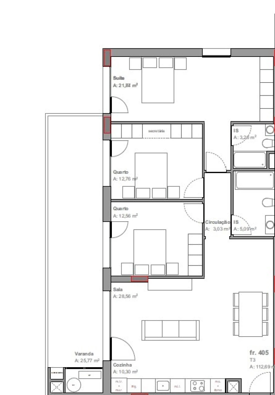 Apartamento T3 para Venda em Camarate, Unhos e Apelação Planta 2