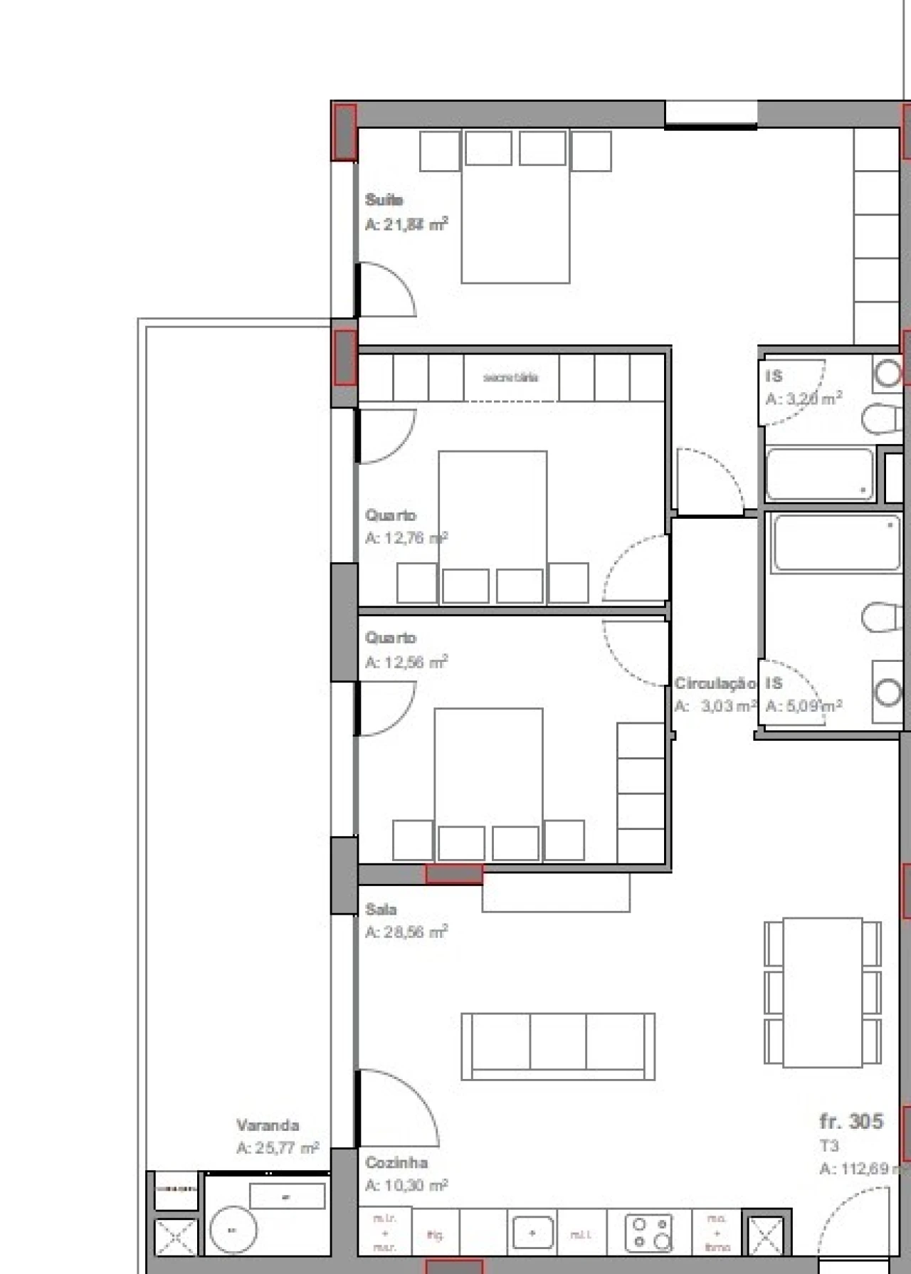 Apartamento T3 para Venda em Camarate, Unhos e Apelação Planta 2