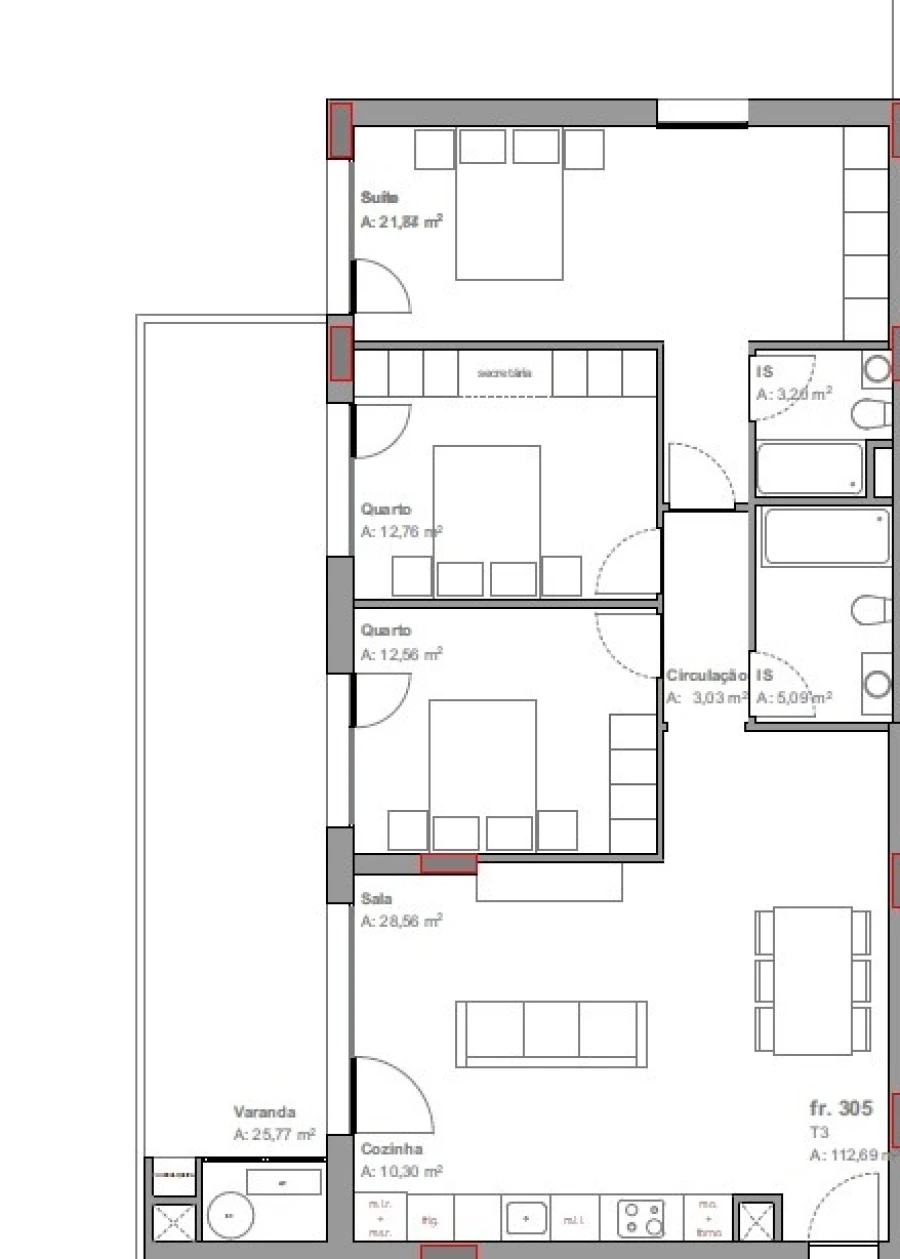 Apartamento T3 para Venda em Camarate, Unhos e Apelação Planta 2
