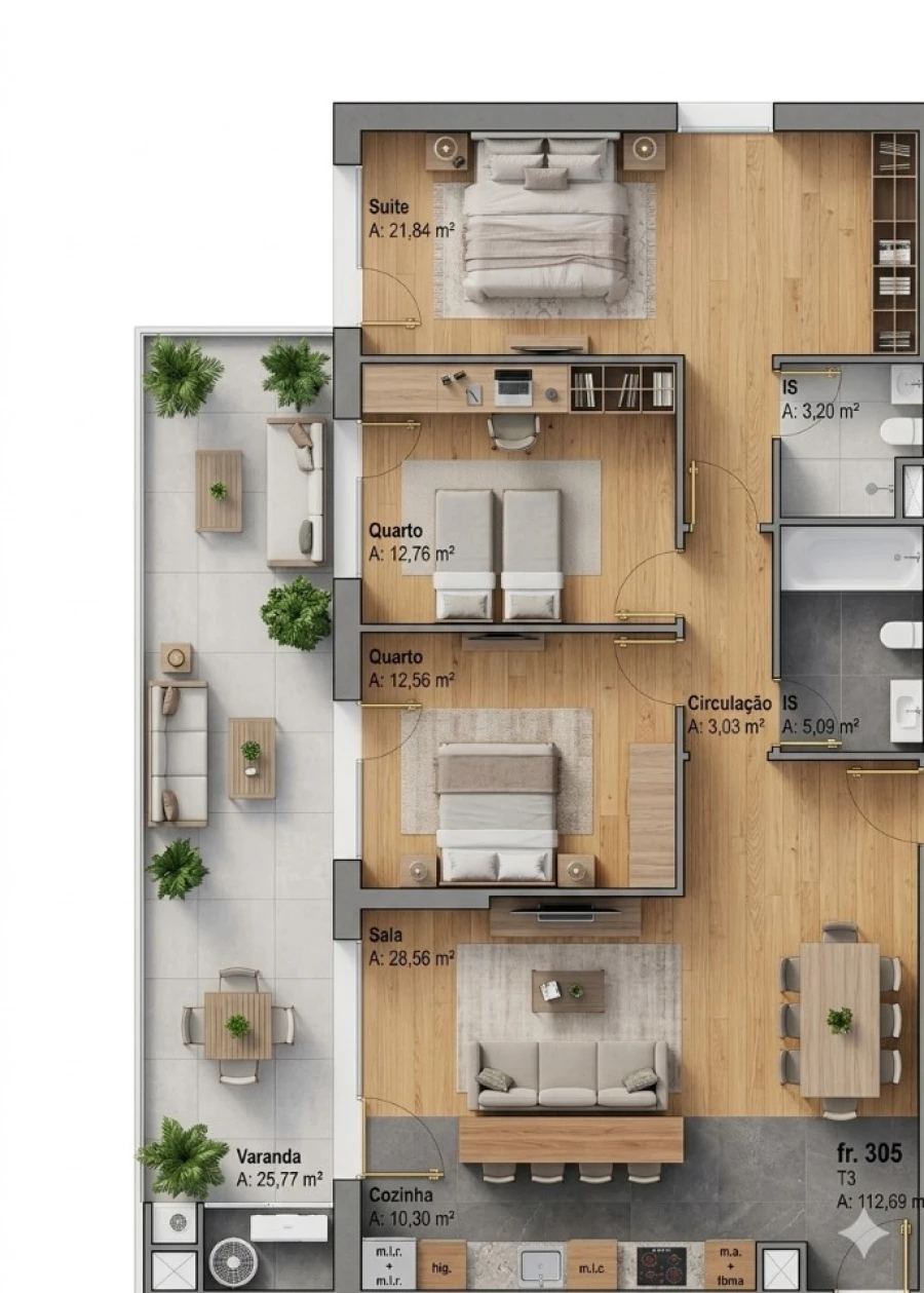 Apartamento T3 para Venda em Camarate, Unhos e Apelação Planta 1