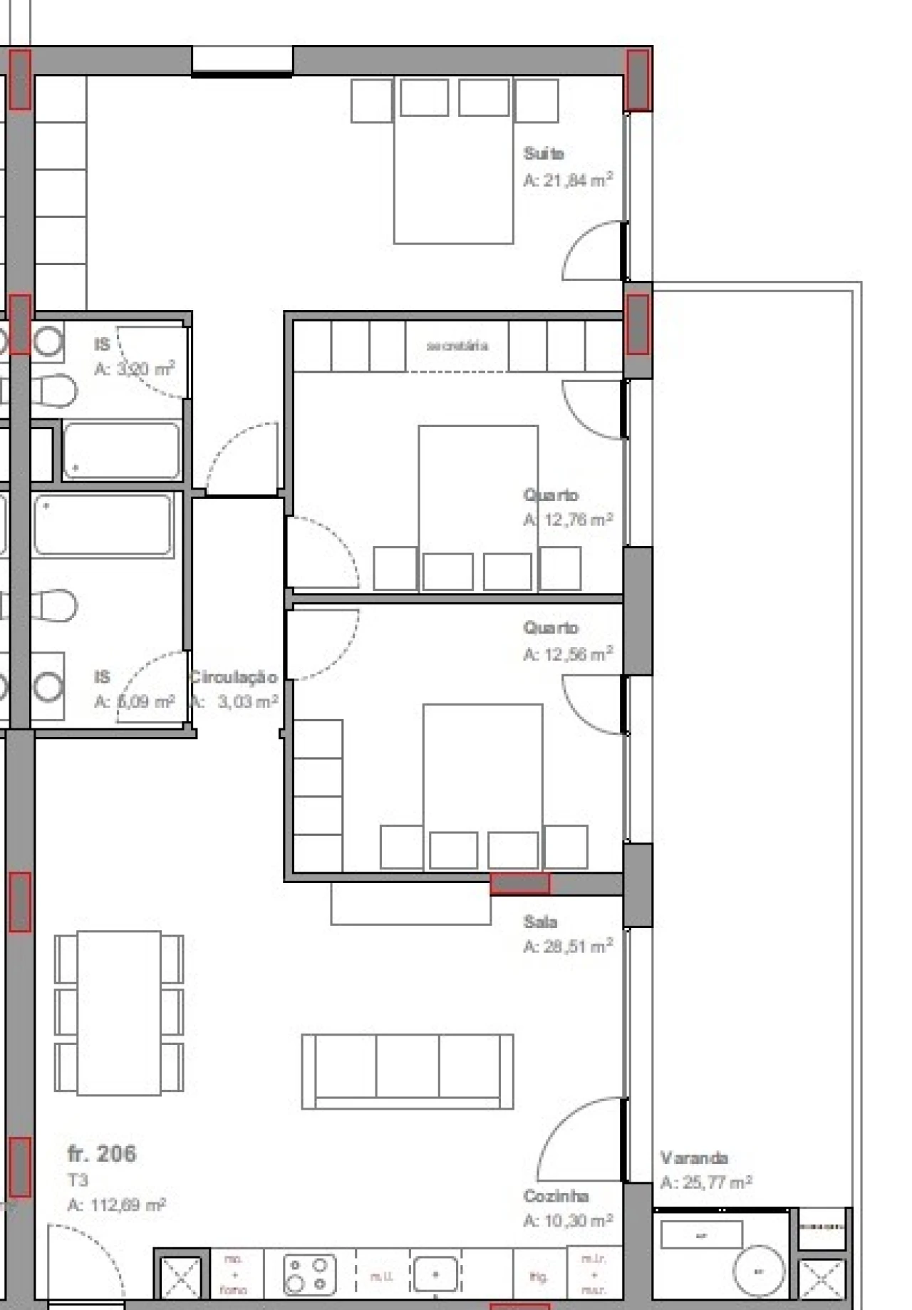 Apartamento T3 para Venda em Camarate, Unhos e Apelação Planta 2