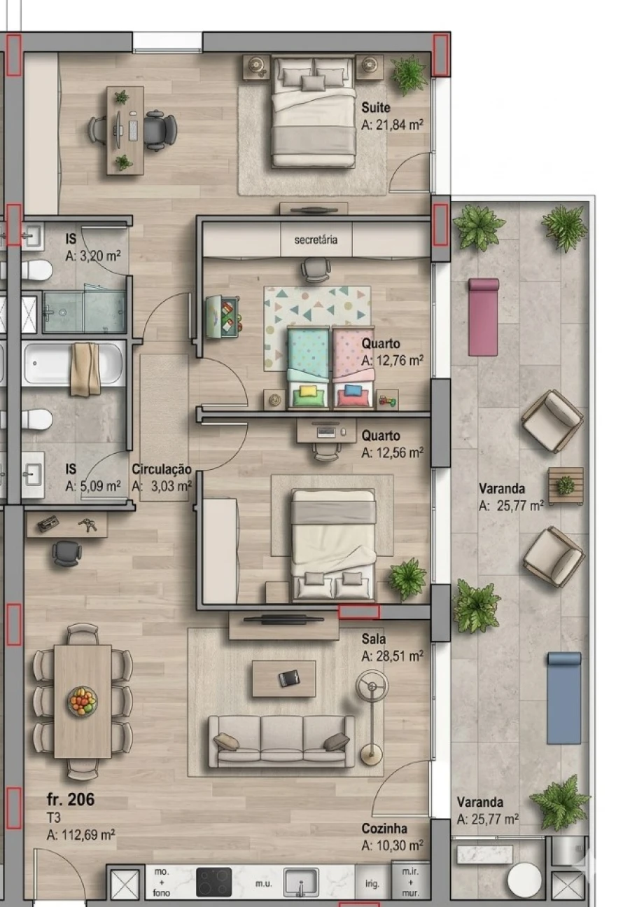 Apartamento T3 para Venda em Camarate, Unhos e Apelação Planta 1